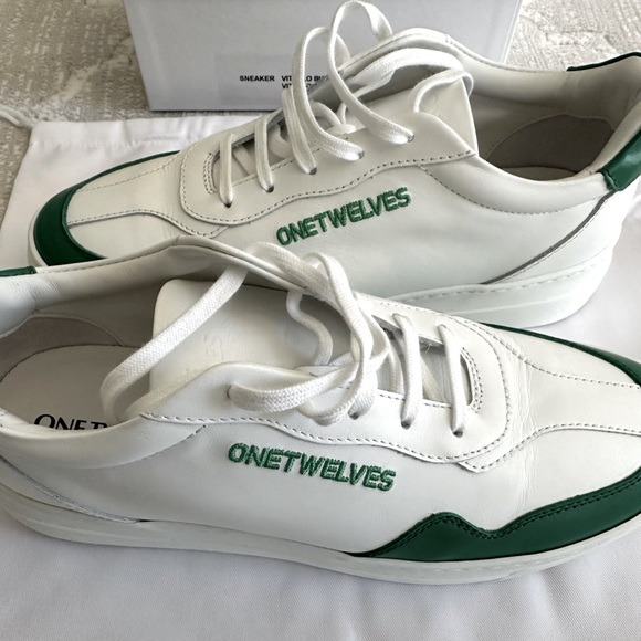 Shoes - White and Green Sneakers (One Twelves) Size 39